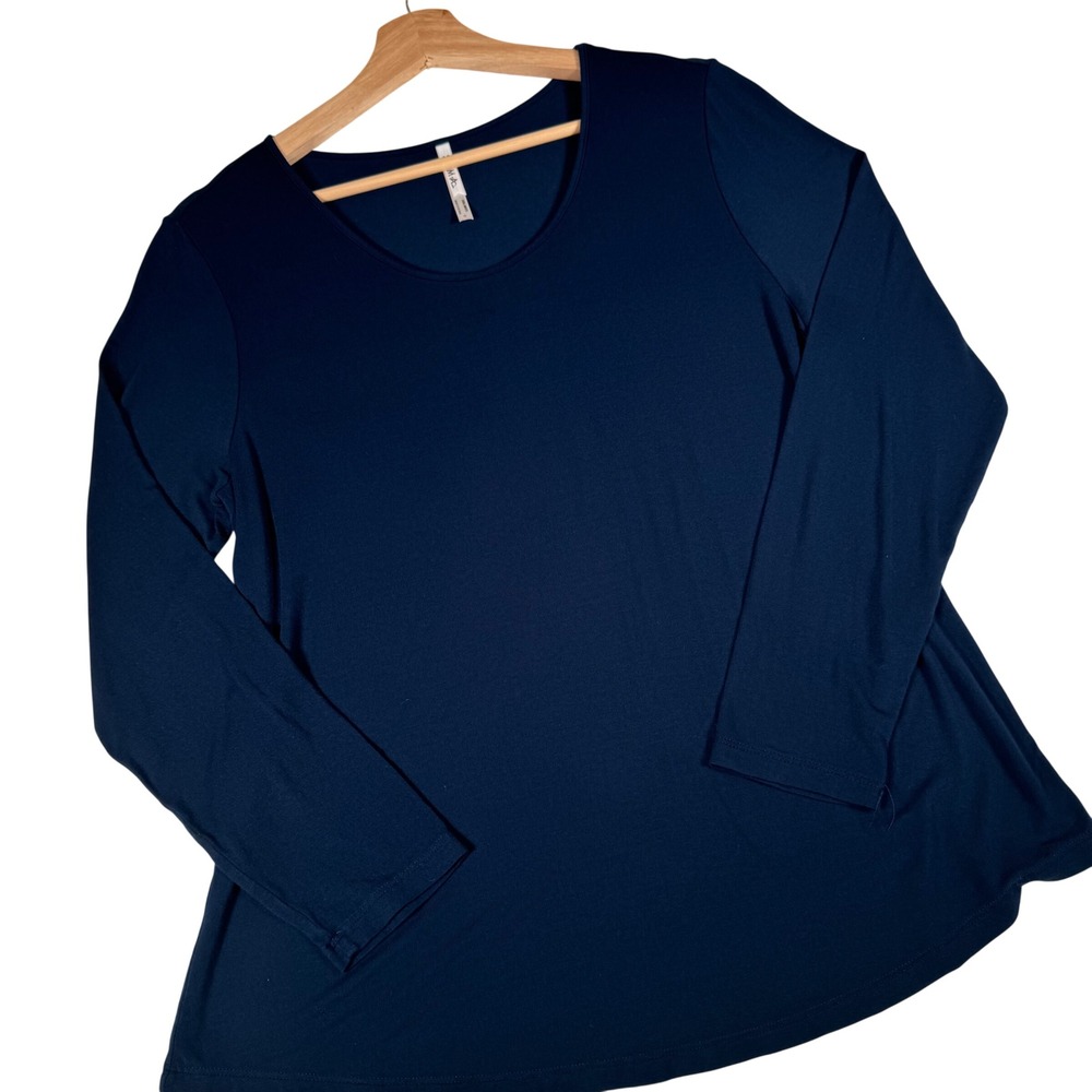 Soma Cool Nights Long Sleeve Sleep Top Navy Blue Small Scoop Neck Pajama Shirt
